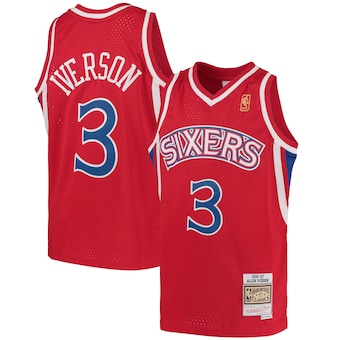 youth mitchell and ness allen iverson royal philadelphia 76e-468